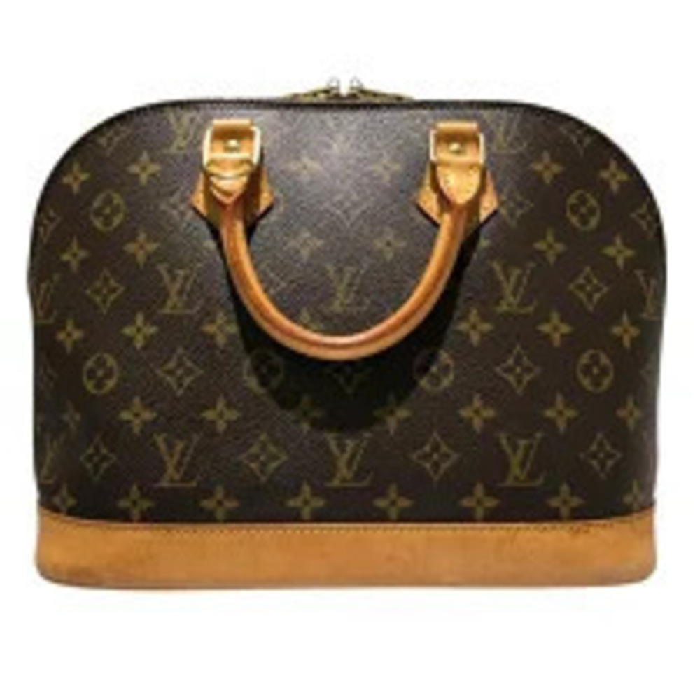 LOUIS VUITTON Alma Monogram Handbag Leather Brown